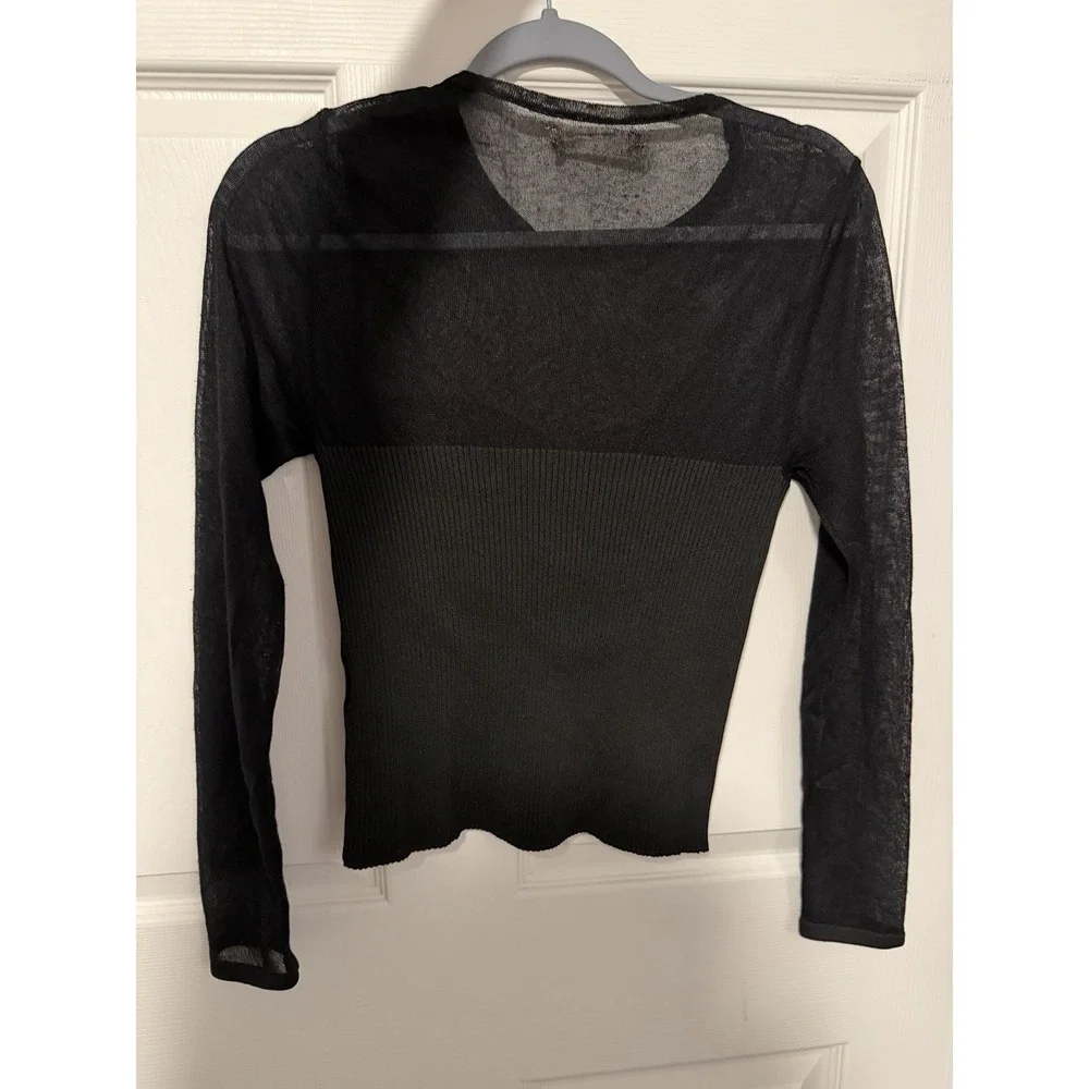 by Anthropologie Black Sheer Ribbed Top Capsule Rock Festival Edgy Whimsigoth
